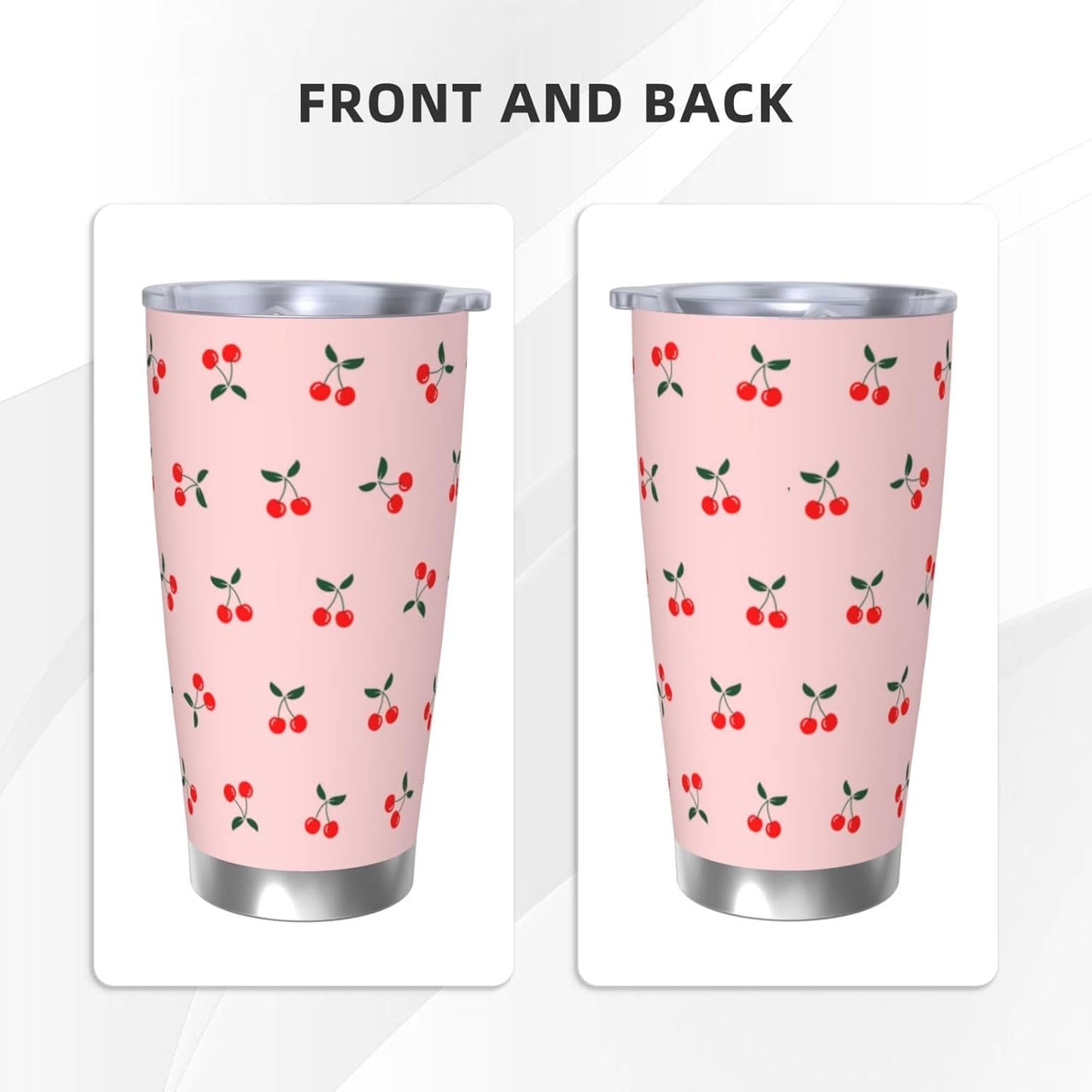 Lemon Tumbler 20oz Fruit Stainless Steel Vacuum Insulated Tumblers with Lid and Straw Mint Green Travel Coffee Mug Tea Wine Cups Water Bottle Gifts for Women