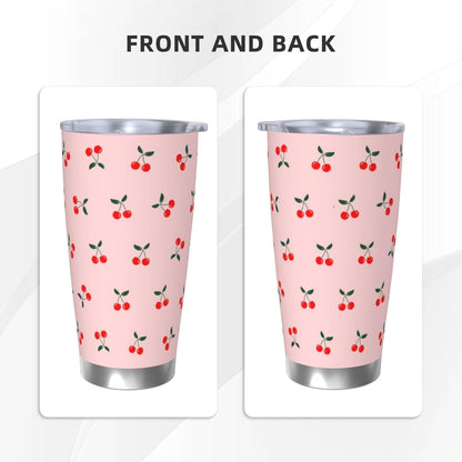 Lemon Tumbler 20oz Fruit Stainless Steel Vacuum Insulated Tumblers with Lid and Straw Mint Green Travel Coffee Mug Tea Wine Cups Water Bottle Gifts for Women