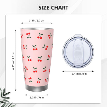 Lemon Tumbler 20oz Fruit Stainless Steel Vacuum Insulated Tumblers with Lid and Straw Mint Green Travel Coffee Mug Tea Wine Cups Water Bottle Gifts for Women