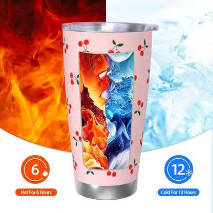 Lemon Tumbler 20oz Fruit Stainless Steel Vacuum Insulated Tumblers with Lid and Straw Mint Green Travel Coffee Mug Tea Wine Cups Water Bottle Gifts for Women