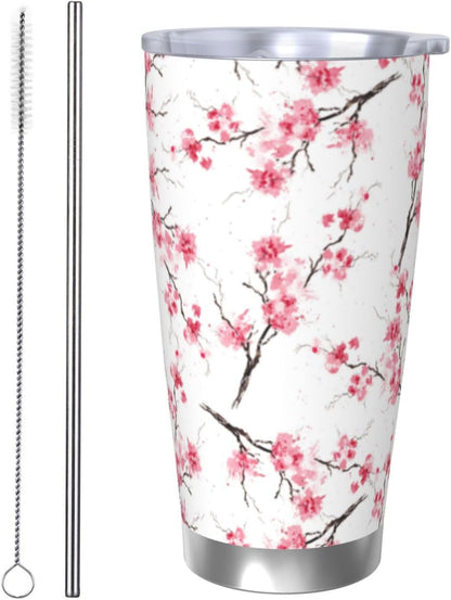 Lemon Tumbler 20oz Fruit Stainless Steel Vacuum Insulated Tumblers with Lid and Straw Mint Green Travel Coffee Mug Tea Wine Cups Water Bottle Gifts for Women