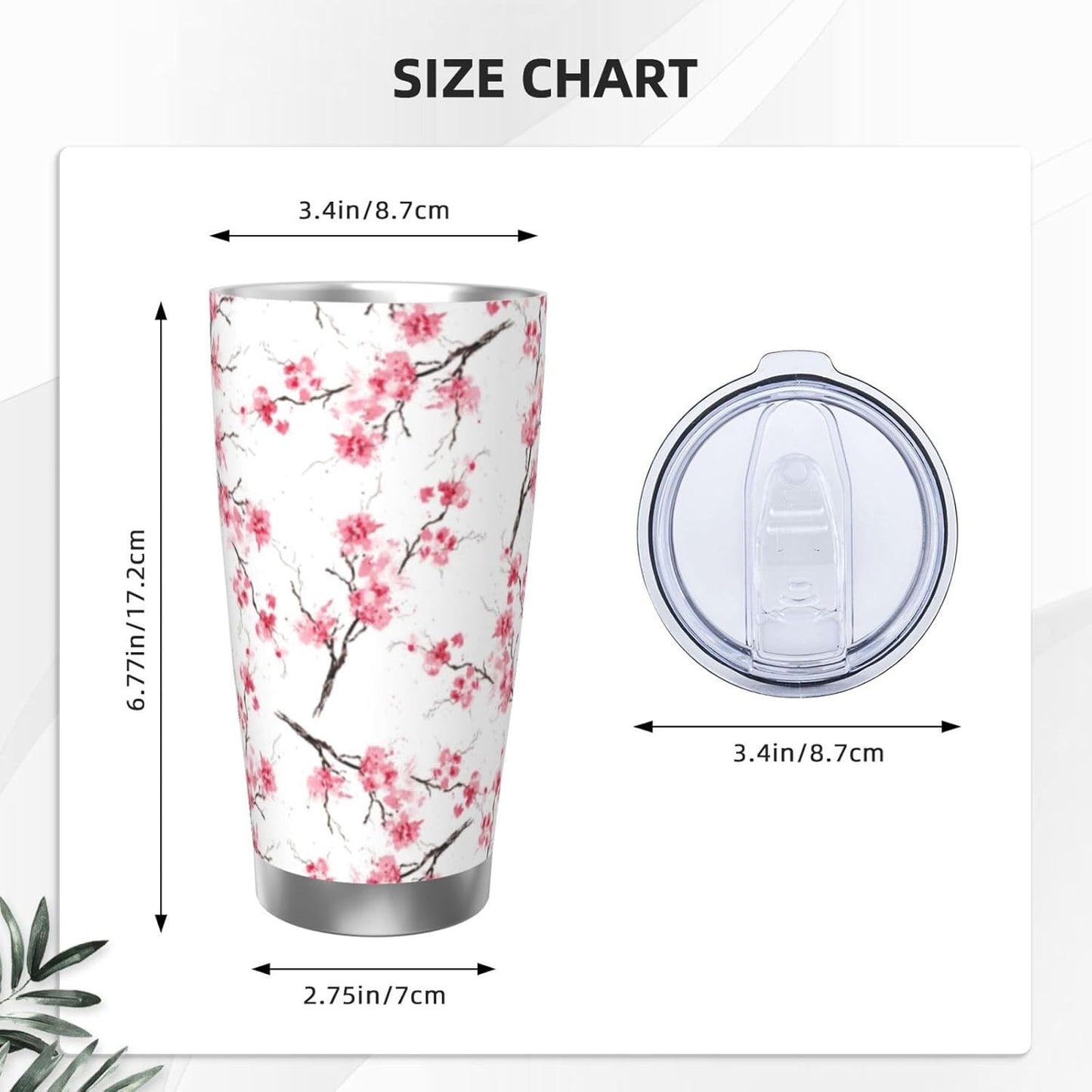 Lemon Tumbler 20oz Fruit Stainless Steel Vacuum Insulated Tumblers with Lid and Straw Mint Green Travel Coffee Mug Tea Wine Cups Water Bottle Gifts for Women