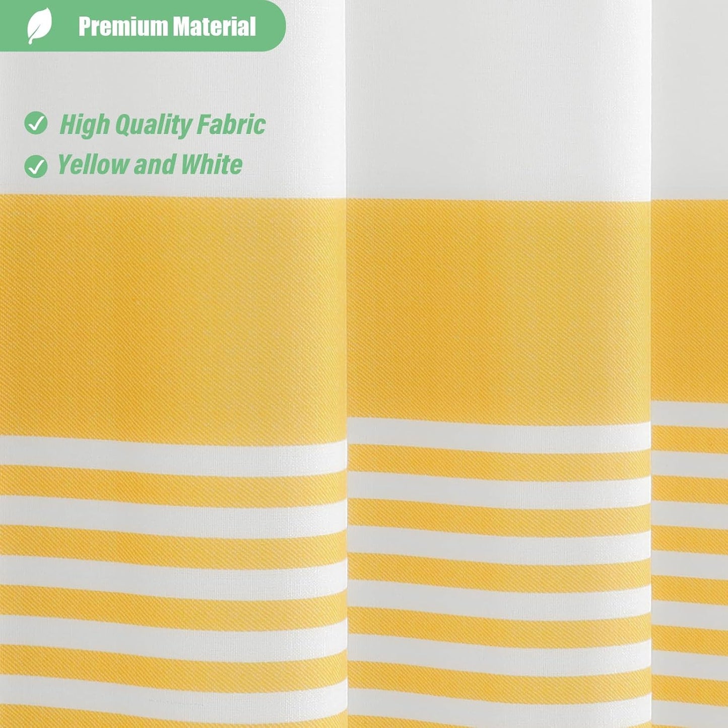 Modern Farmhouse Fabric Shower Curtain, 78 Inch Long Boho Yellow and White Striped Cloth Bathroom Shower Curtain with Tassels, Hotel Luxury Shower Curtain Set with 12 Hooks, Yellow, 72x78