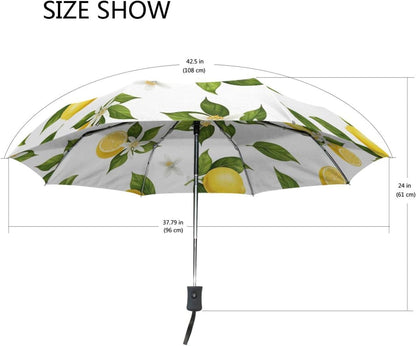 Yellow Lemons Compact Umbrella, Lightweight Automatic Umbrella for Women, Umbrellas for Rain