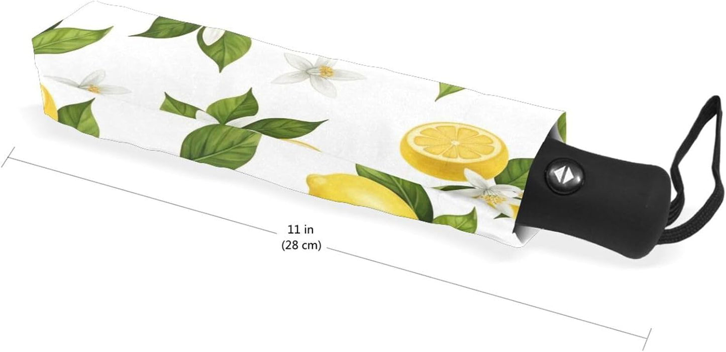 Yellow Lemons Compact Umbrella, Lightweight Automatic Umbrella for Women, Umbrellas for Rain