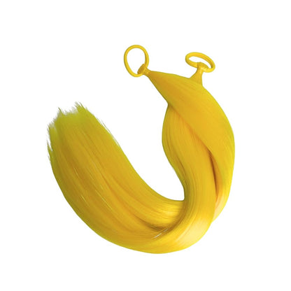 Yellow Ponytail Hair Extensions With Rubber Band, Tinsel Hair for Women and Girls Accessories Synthetic Ponytail Hair Pieces Halloween Party Festival Rave Wacky Crazy Day and Daily Using 2pcs/lot