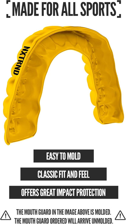 2 Pack Classic Mouthguard, Custom Fit Sports Mouthpiece for Football, Boxing, MMA, Basketball, Hockey, Lacrosse, Youth & Adult (Yellow)