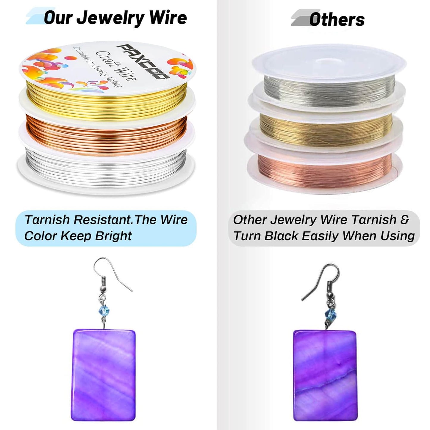 3 Pack Jewelry Wire Craft Wire 18 Gauge Tarnish Resistant Beading Wire for Jewelry Making Supplies and Crafting (Silver, Gold and Copper)