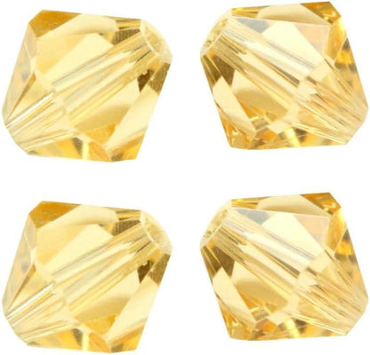 100pcs Adabele Austrian 4mm (0.16 Inch) Faceted Bicone Crystal Beads Golden Yellow Champagne Compatible with Swarovski Crystals 5301/5328