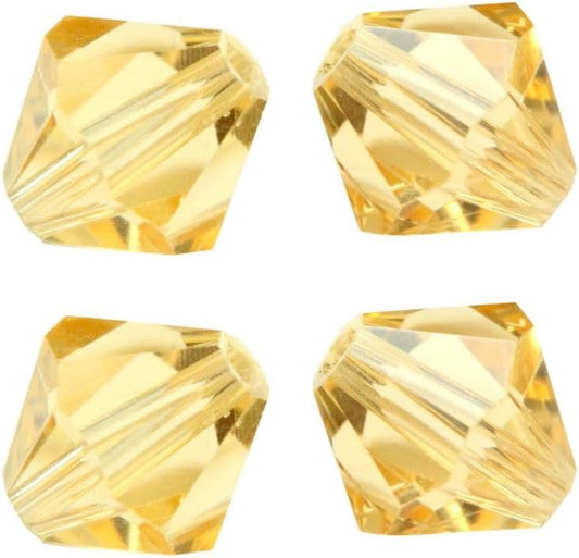 100pcs Adabele Austrian 4mm (0.16 Inch) Faceted Bicone Crystal Beads Golden Yellow Champagne Compatible with Swarovski Crystals 5301/5328