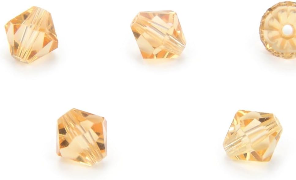 100pcs Adabele Austrian 4mm (0.16 Inch) Faceted Bicone Crystal Beads Golden Yellow Champagne Compatible with Swarovski Crystals 5301/5328