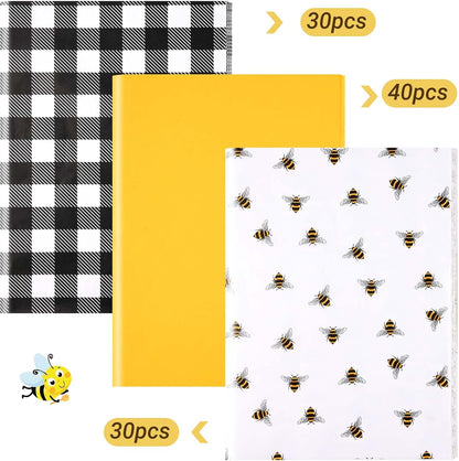 100 Sheets 20 * 14 Inches Bee Tissue Paper for Gift Wrapping Buffalo Plaid Tissue Paper for Gift Bags Yellow Tissue Paper for Birthday Bee Themed Party DIY Craft