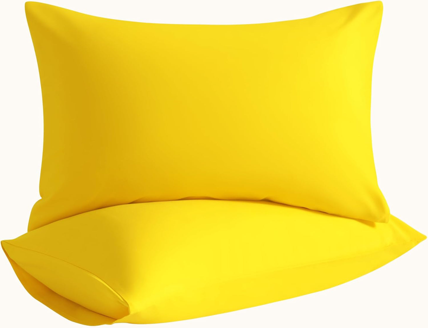 Standard Pillow Cases, 2 Pack Brushed Microfiber Pillowcases, Soft, Wrinkle, Fade, Stain Resistant Pillow Cases with Envelope Closure, Easy Care, 20x26 Inches, Yellow