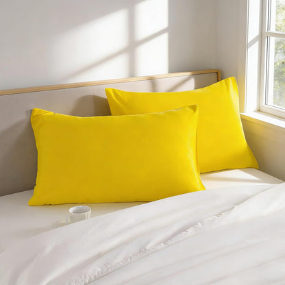 Standard Pillow Cases, 2 Pack Brushed Microfiber Pillowcases, Soft, Wrinkle, Fade, Stain Resistant Pillow Cases with Envelope Closure, Easy Care, 20x26 Inches, Yellow