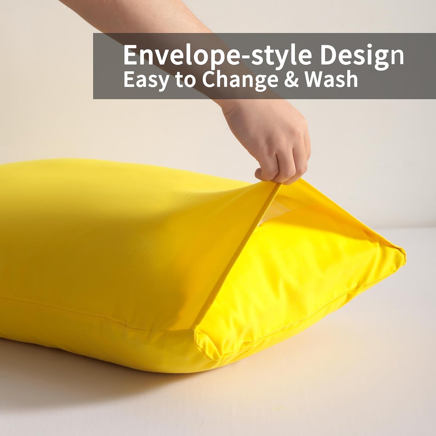 Standard Pillow Cases, 2 Pack Brushed Microfiber Pillowcases, Soft, Wrinkle, Fade, Stain Resistant Pillow Cases with Envelope Closure, Easy Care, 20x26 Inches, Yellow