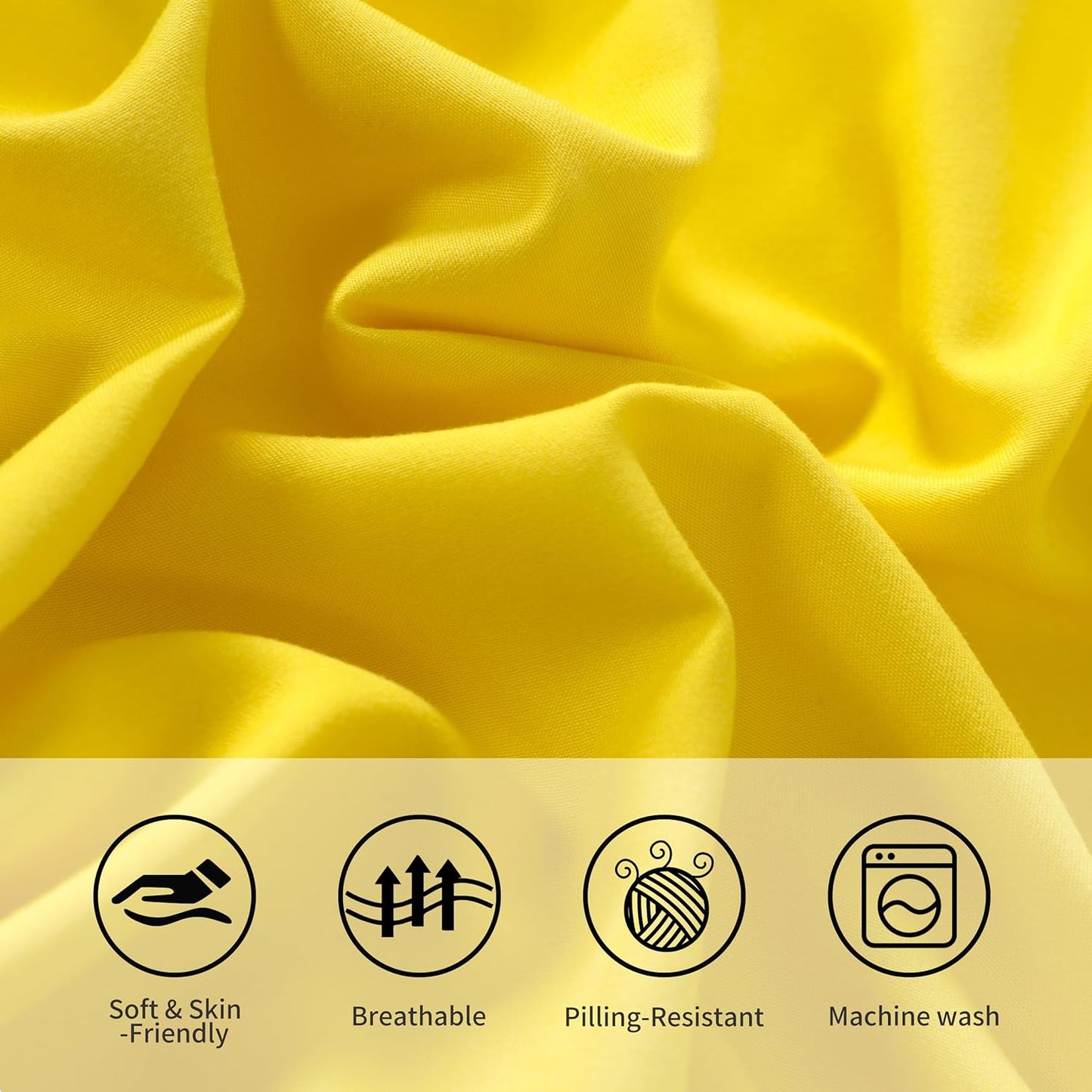 Standard Pillow Cases, 2 Pack Brushed Microfiber Pillowcases, Soft, Wrinkle, Fade, Stain Resistant Pillow Cases with Envelope Closure, Easy Care, 20x26 Inches, Yellow