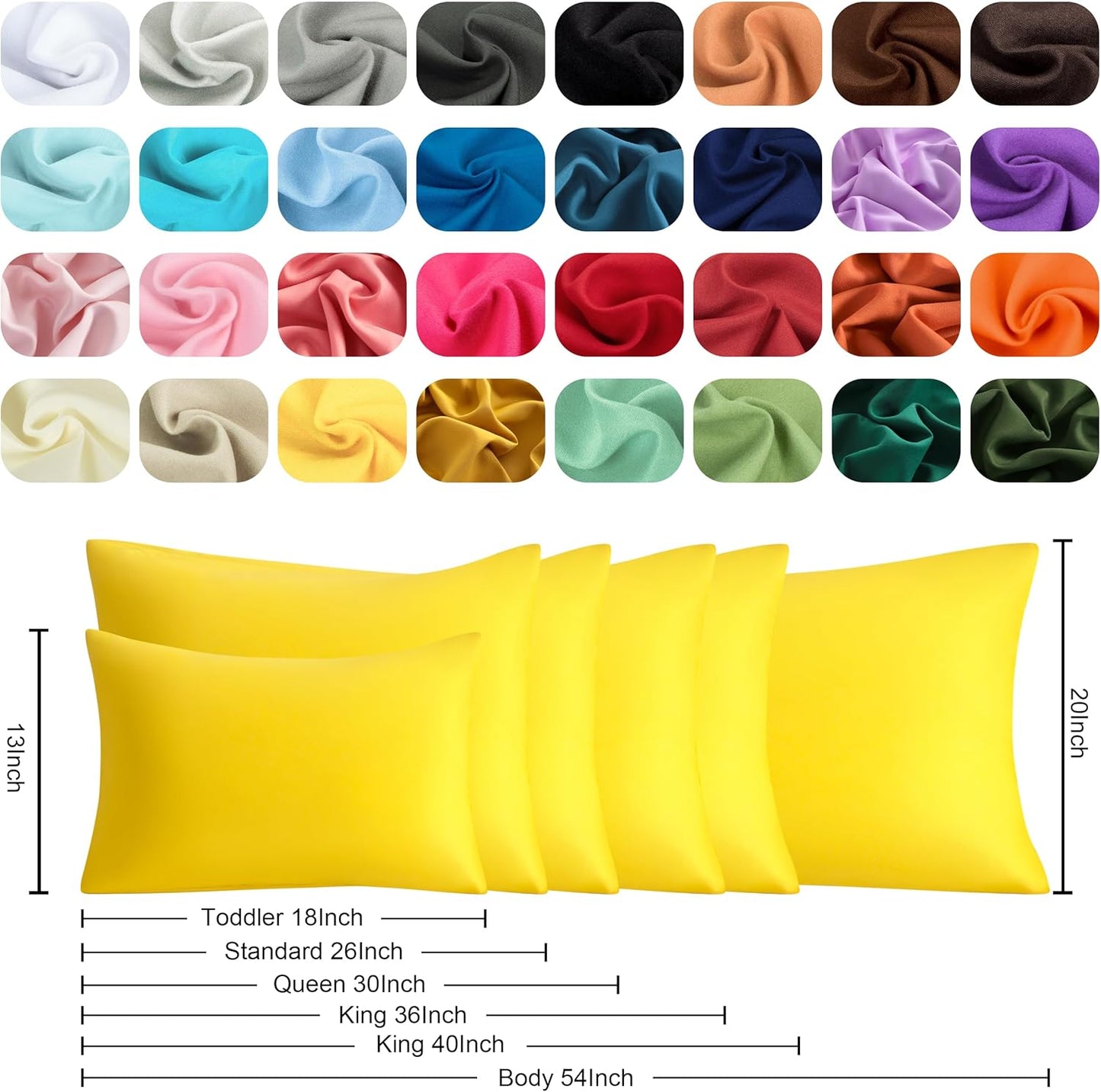 Standard Pillow Cases, 2 Pack Brushed Microfiber Pillowcases, Soft, Wrinkle, Fade, Stain Resistant Pillow Cases with Envelope Closure, Easy Care, 20x26 Inches, Yellow