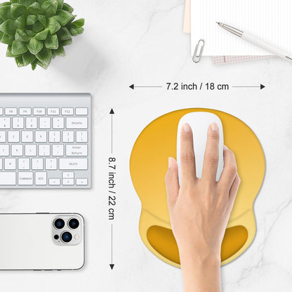 Ergonomic Mouse Pad with Comfort Gel Wrist Rest, Non-Slip PU Base, Smooth Textured Surface, Reduces Hand Fatigue & Wrist Pain, 8.7 x 7.2 Inch for Office Gaming Home, Yellow Gradient