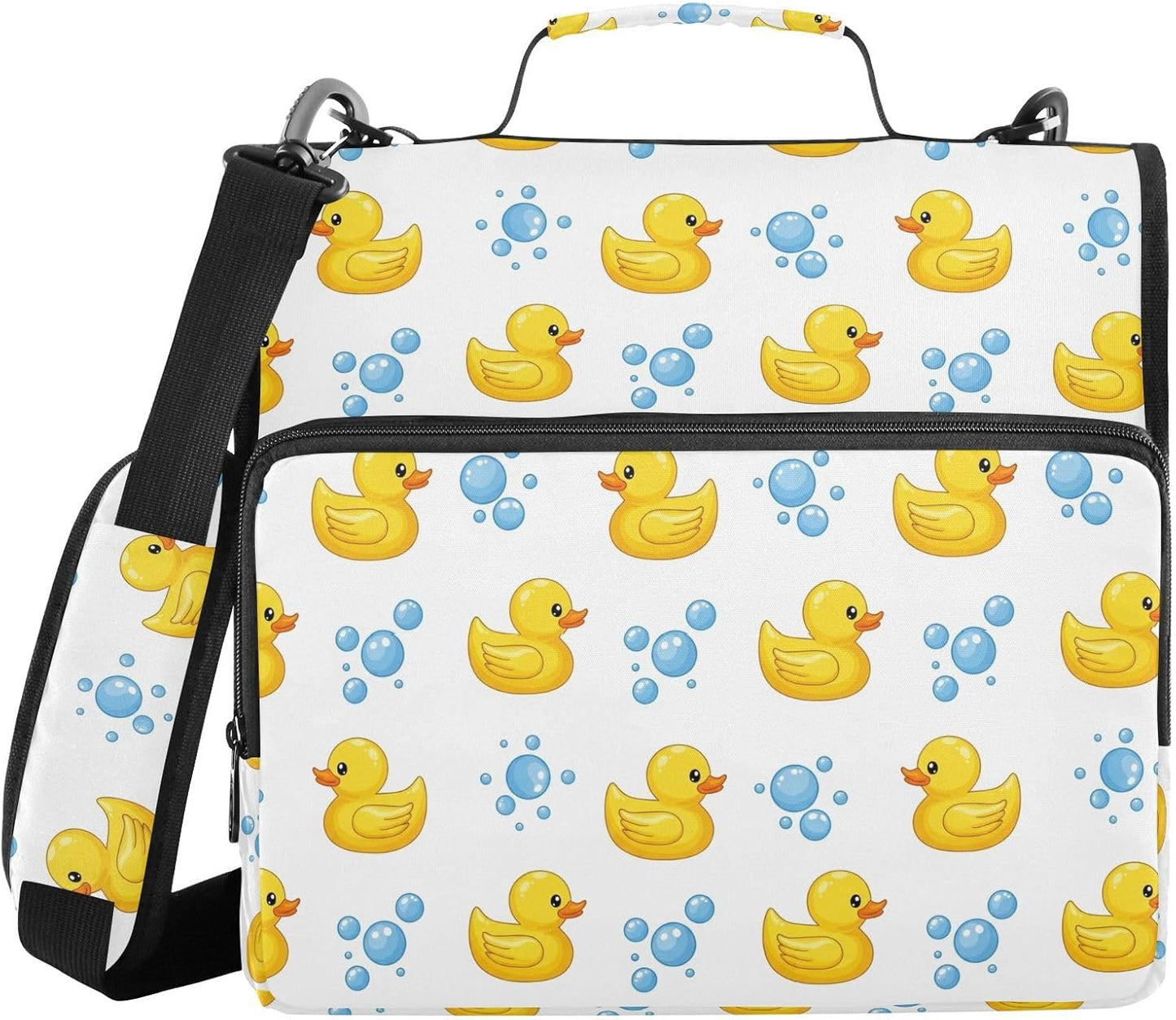 Zipper Binder Bag 3 Ring File Folder Portfolio Organizer Zippered Binder Bags with Strap Fits Laptop Women Men