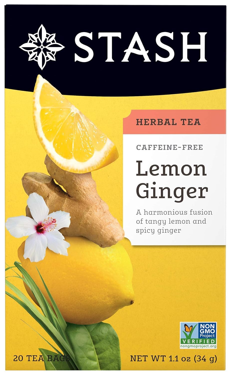 Lemon Ginger Herbal Tea, Box of 20 Tea Bags