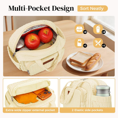 Lunch Box Lunch Bag for Women Men, Insulated Lunch Bags, Reusable Bubble Crinkle Cute Lunchbox Lunchbag Small Cooler Tote Bag for Work, Travel, Picnic, Camping