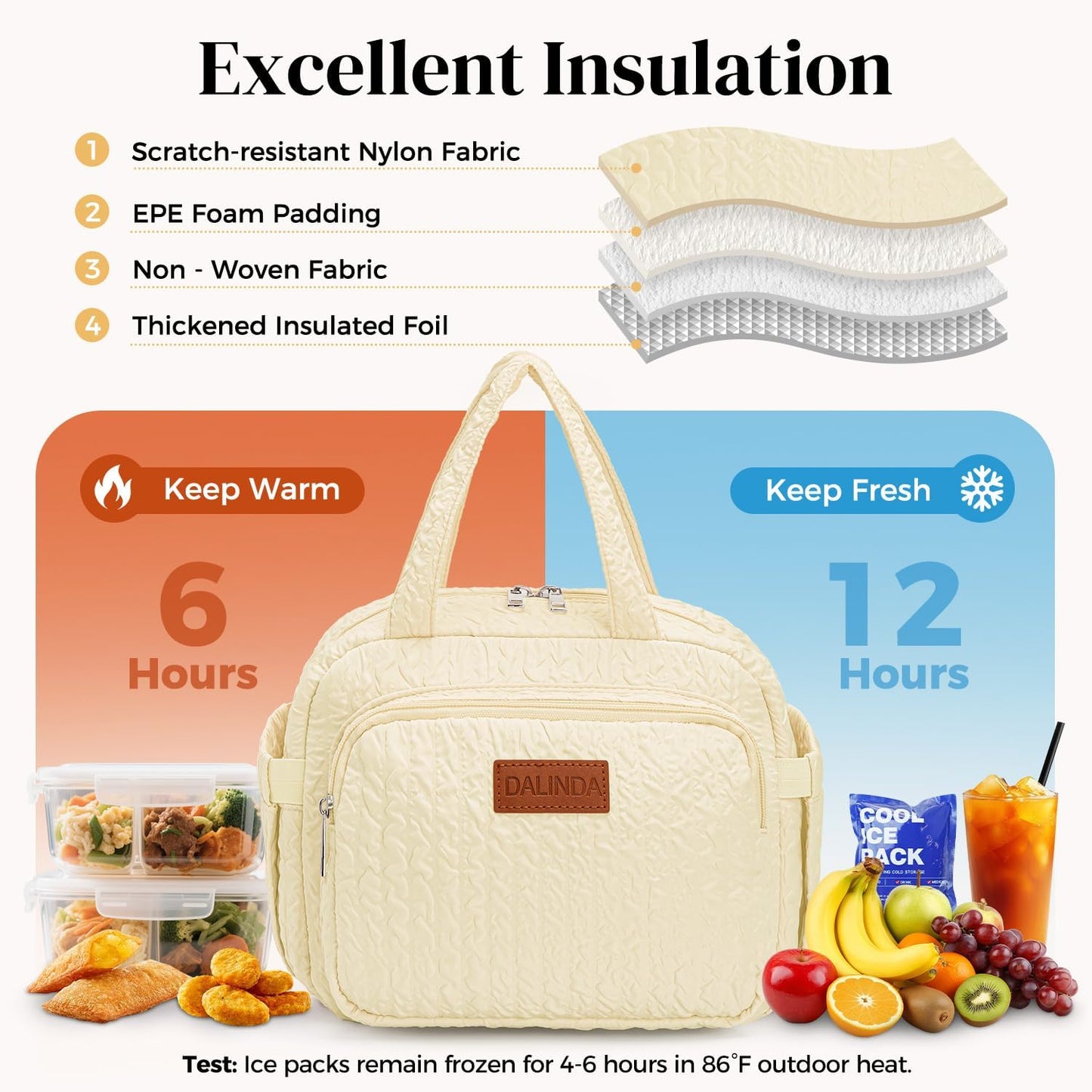 Lunch Box Lunch Bag for Women Men, Insulated Lunch Bags, Reusable Bubble Crinkle Cute Lunchbox Lunchbag Small Cooler Tote Bag for Work, Travel, Picnic, Camping