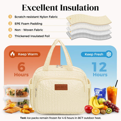 Lunch Box Lunch Bag for Women Men, Insulated Lunch Bags, Reusable Bubble Crinkle Cute Lunchbox Lunchbag Small Cooler Tote Bag for Work, Travel, Picnic, Camping