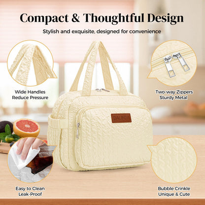 Lunch Box Lunch Bag for Women Men, Insulated Lunch Bags, Reusable Bubble Crinkle Cute Lunchbox Lunchbag Small Cooler Tote Bag for Work, Travel, Picnic, Camping