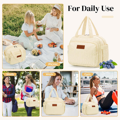 Lunch Box Lunch Bag for Women Men, Insulated Lunch Bags, Reusable Bubble Crinkle Cute Lunchbox Lunchbag Small Cooler Tote Bag for Work, Travel, Picnic, Camping