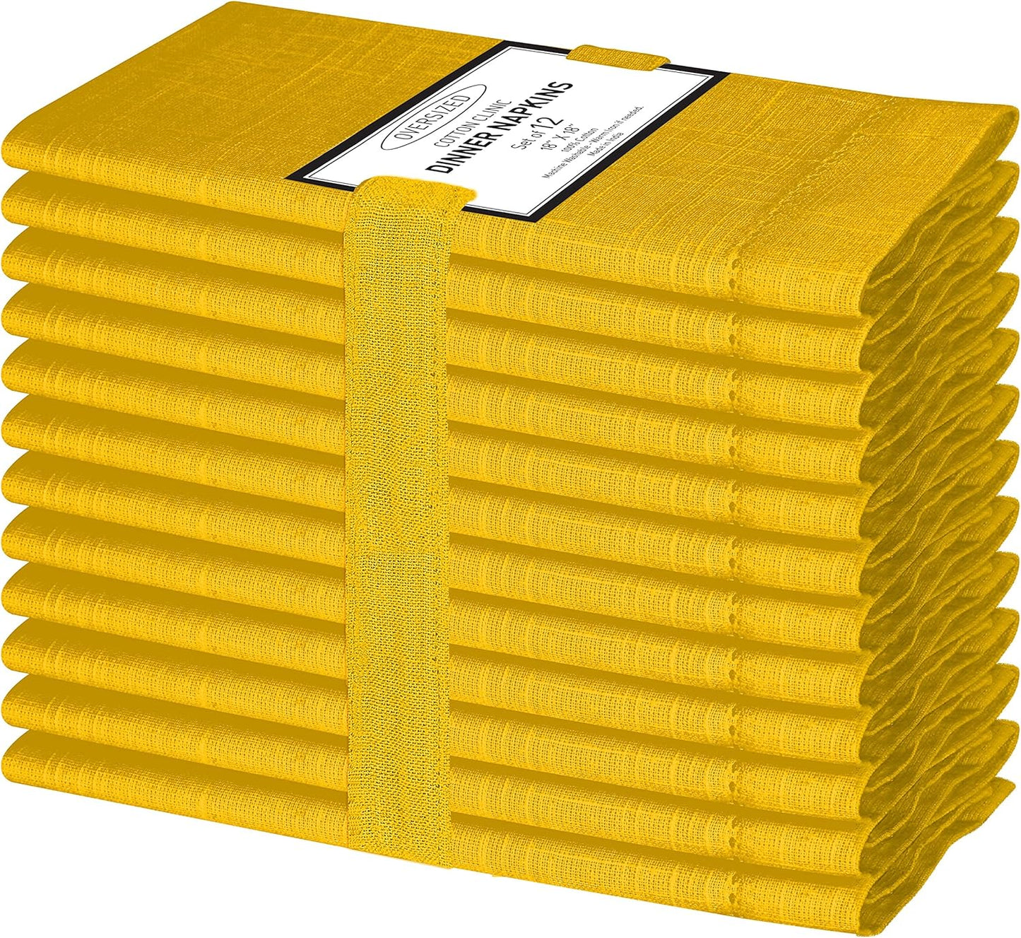 Cloth Dinner Napkins Textured - Perfect Everyday Use Table Napkins - Soft Durable Washable – Ideal for Party Wedding Christmas Easter – Set of 12-18x18 inches Mustard Yellow Napkins