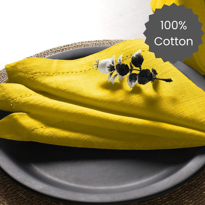 Cloth Dinner Napkins Textured - Perfect Everyday Use Table Napkins - Soft Durable Washable – Ideal for Party Wedding Christmas Easter – Set of 12-18x18 inches Mustard Yellow Napkins