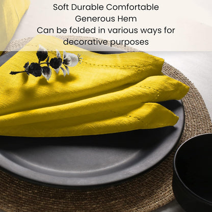 Cloth Dinner Napkins Textured - Perfect Everyday Use Table Napkins - Soft Durable Washable – Ideal for Party Wedding Christmas Easter – Set of 12-18x18 inches Mustard Yellow Napkins