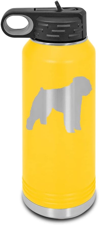 Bouvier des Flandres Laser Engraved Water Bottle Customizable Polar Camel Stainless Steel with Straw - Dog Canine pet Yellow 32 oz