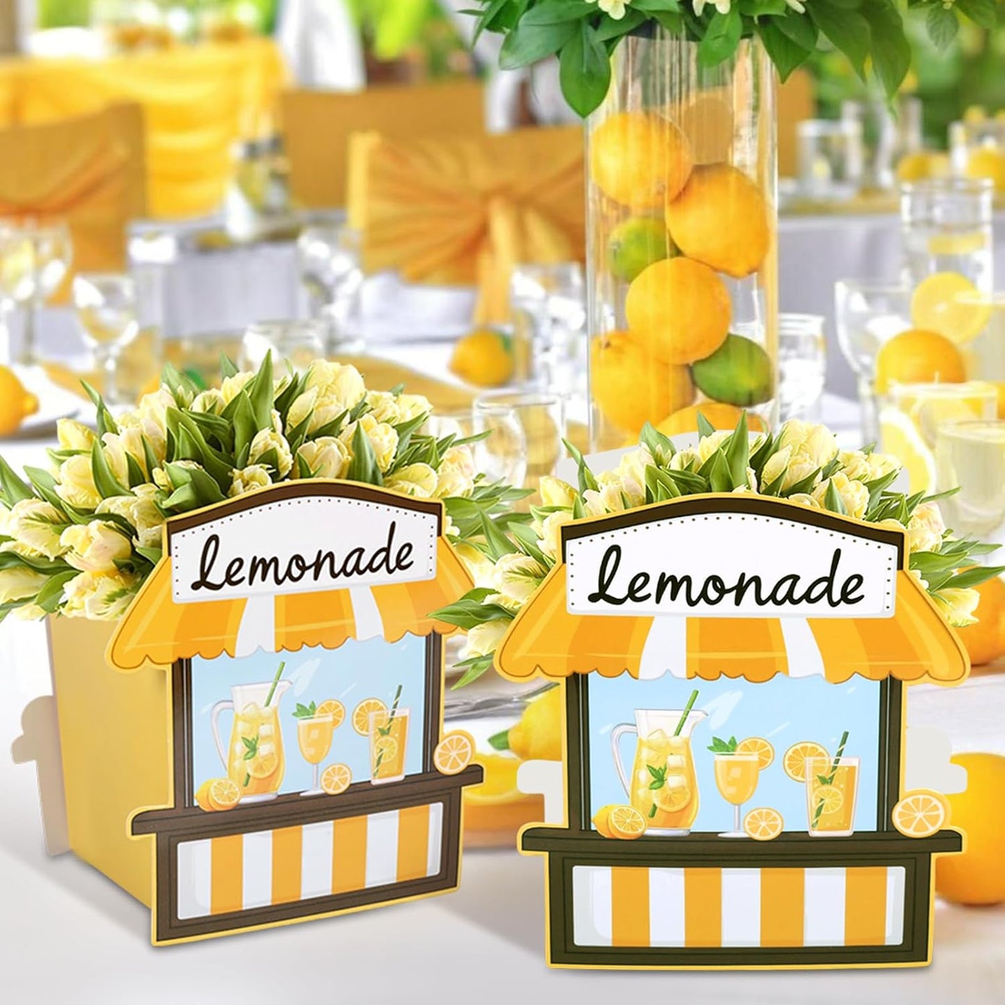 Lemon Table Centerpieces Decorations 6pcs Lemon Party Favor Box Lemon Flower Box Centerpiece Lemonade Party Supplies Paper Centerpiece Summer Fruit Lemon Party Decor Lime Wedding Shower