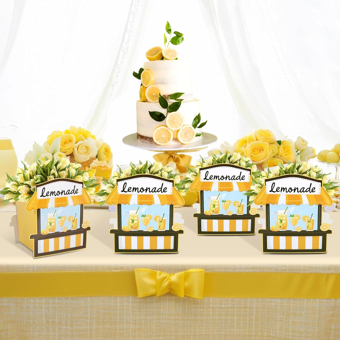 Lemon Table Centerpieces Decorations 6pcs Lemon Party Favor Box Lemon Flower Box Centerpiece Lemonade Party Supplies Paper Centerpiece Summer Fruit Lemon Party Decor Lime Wedding Shower