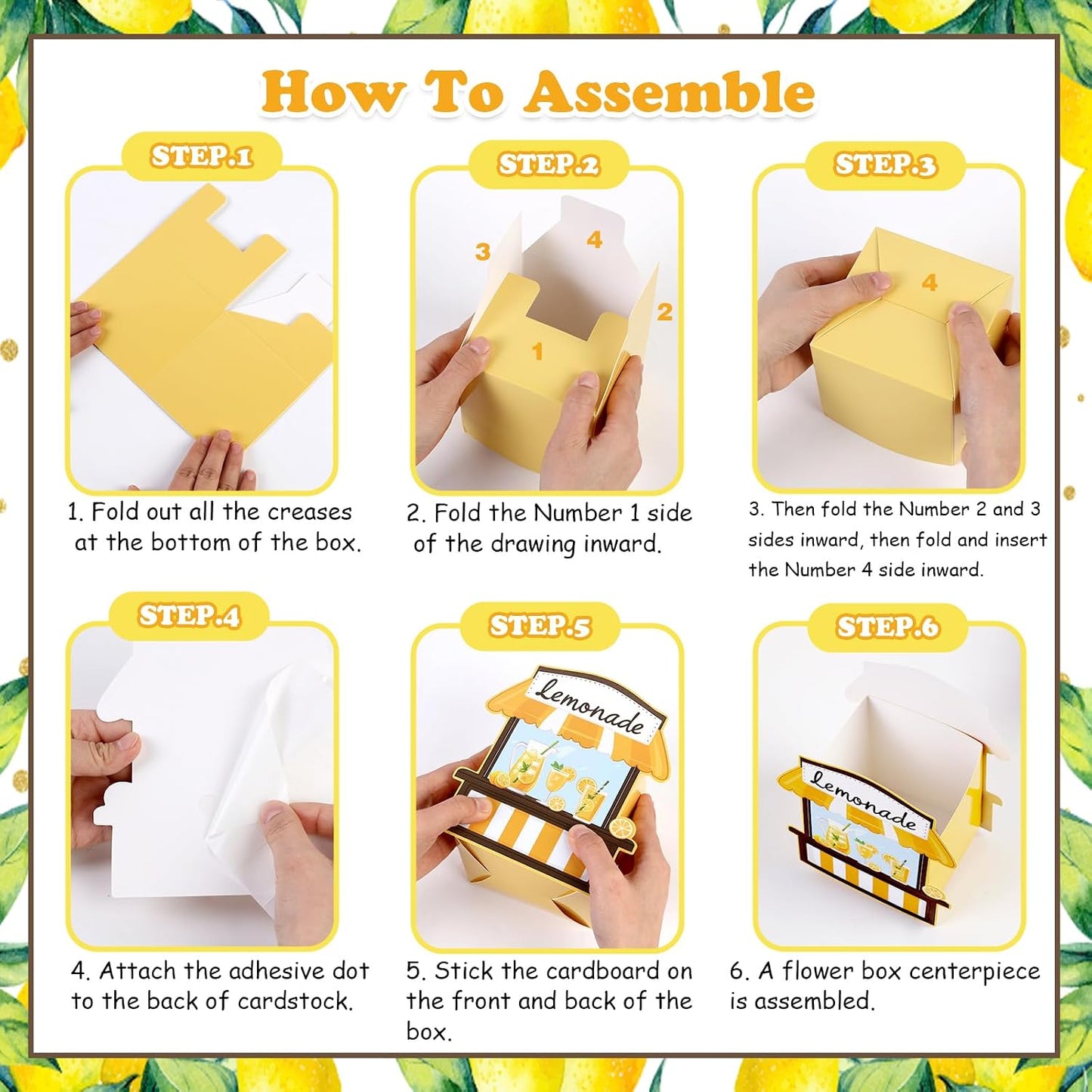 Lemon Table Centerpieces Decorations 6pcs Lemon Party Favor Box Lemon Flower Box Centerpiece Lemonade Party Supplies Paper Centerpiece Summer Fruit Lemon Party Decor Lime Wedding Shower