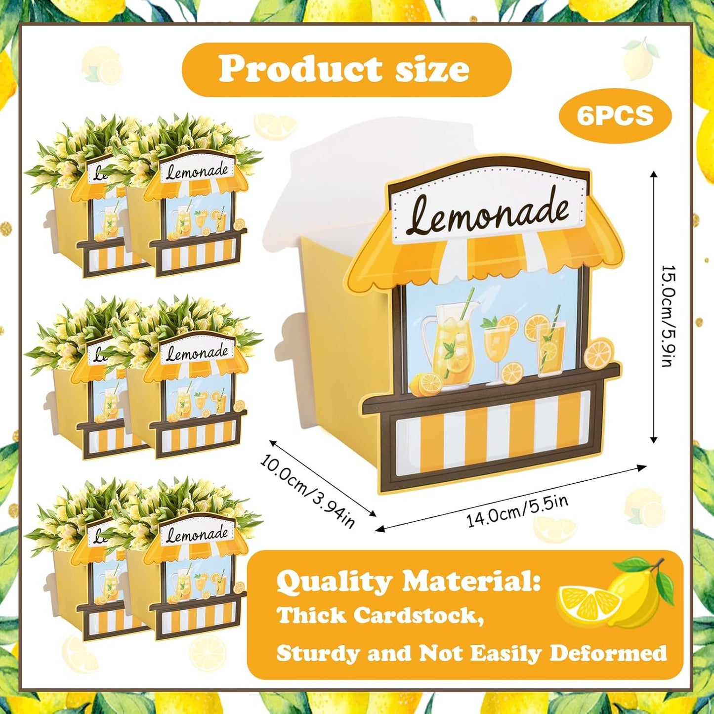 Lemon Table Centerpieces Decorations 6pcs Lemon Party Favor Box Lemon Flower Box Centerpiece Lemonade Party Supplies Paper Centerpiece Summer Fruit Lemon Party Decor Lime Wedding Shower
