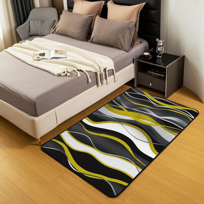Geometric Area Rug 3x5 White Yellow Black Grey Lines Rugs for Living Room Bedroom Modern Abstract Art Decorative Rug