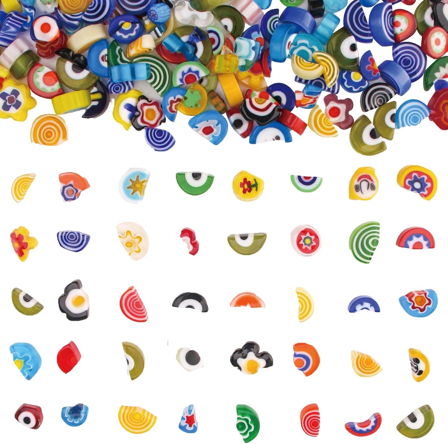 Millefiori Glass Mosaic Tiles for Crafts, Broken Mosaic Glass Pieces for DIY Crafts Kits,Mosaic Jewelry Decor