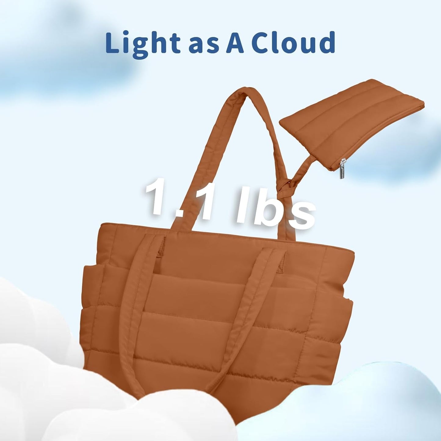 Puffer Tote Bag for Women, Lightweight Puffy Handbag with Compartments, Quilted Shoulder Bag for Work, Travel, Gym - Colors A