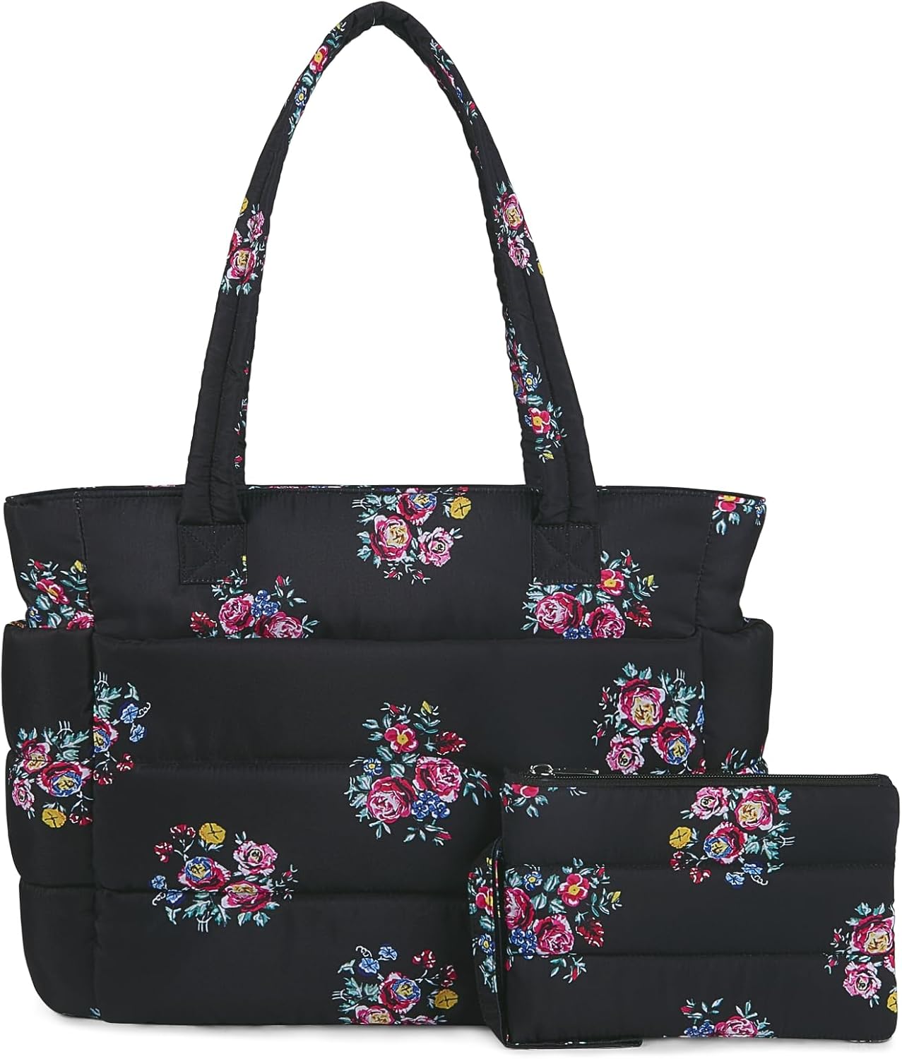Puffer Tote Bag for Women, Lightweight Puffy Handbag with Compartments, Quilted Shoulder Bag for Work, Travel, Gym - Colors A