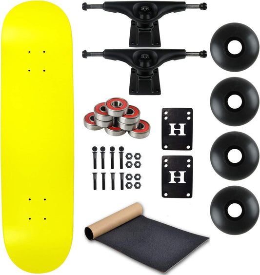 Complete Skateboard Neon Yellow 7.75" with Black Trucks and Black Wheels