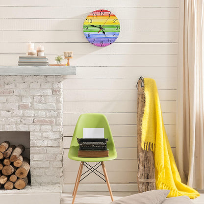 Square Wall Clock Silent Non-Ticking 12", Yellow Grey | Contemporary Abstract Home Decor Battery Operated Clock for Living Room, Kitchen, Bedroom, and Office