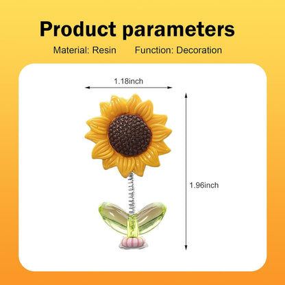 10 PCS Shaking Sunflower Ornaments, Cute Shaking Head Sunflower Decorations for Car Dashboard, Funny Rearview Mirror & Steering Wheel Decoration Accessory (Yellow#Style 1)