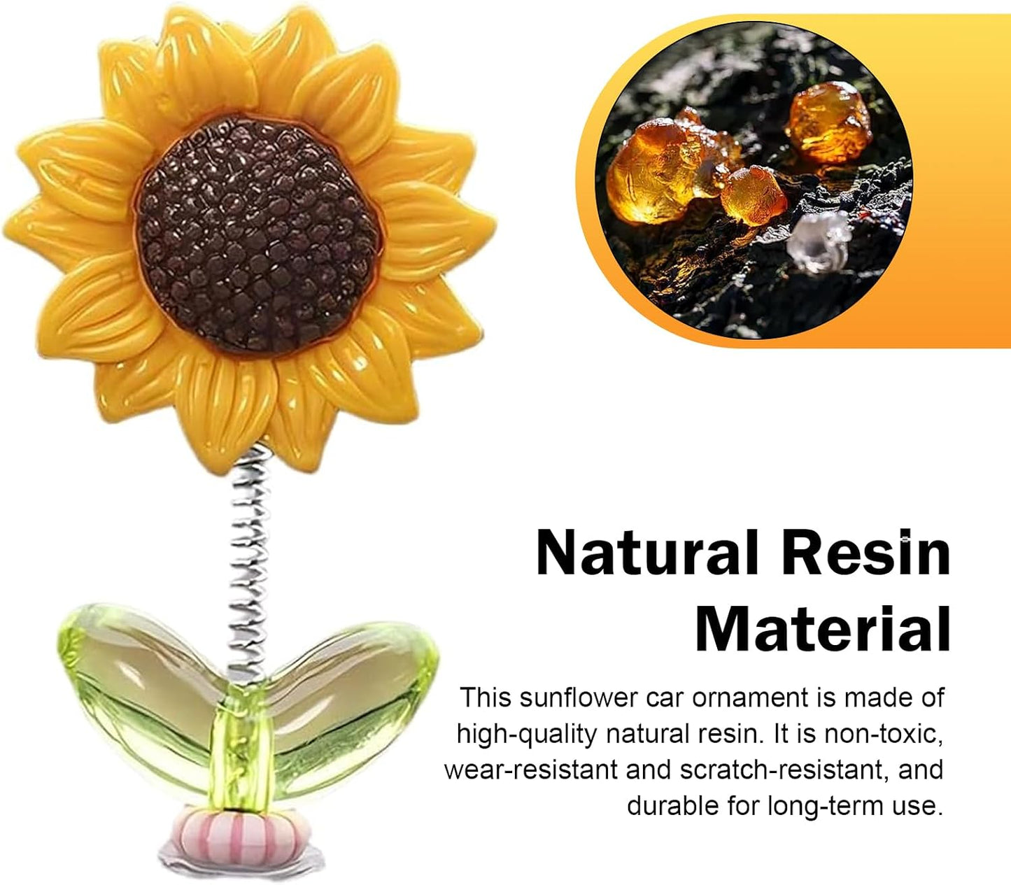 10 PCS Shaking Sunflower Ornaments, Cute Shaking Head Sunflower Decorations for Car Dashboard, Funny Rearview Mirror & Steering Wheel Decoration Accessory (Yellow#Style 1)