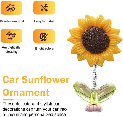 10 PCS Shaking Sunflower Ornaments, Cute Shaking Head Sunflower Decorations for Car Dashboard, Funny Rearview Mirror & Steering Wheel Decoration Accessory (Yellow#Style 1)