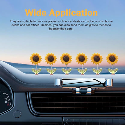 10 PCS Shaking Sunflower Ornaments, Cute Shaking Head Sunflower Decorations for Car Dashboard, Funny Rearview Mirror & Steering Wheel Decoration Accessory (Yellow#Style 1)