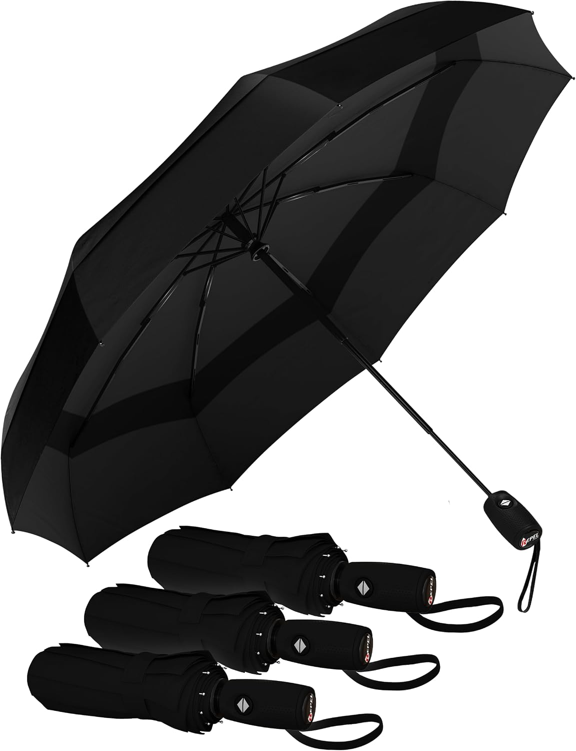 Repel Windproof Travel Umbrella - Compact & Withstands Winds up to 100MPH, Strongest Premium Auto Folding Umbrella for Rain and Sun - Durable, Light & Portable for Women & Men, Fits Backpack & Cars
