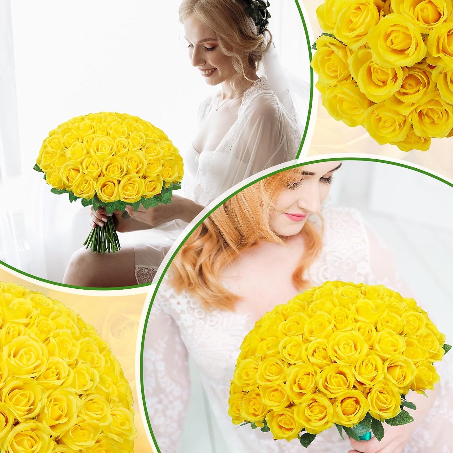 72 Pcs Artificial Roses Yellow Fake Silk Roses Realistic Roses | Faux Flower Indoor Wedding Home Decor, Birthday Decorations