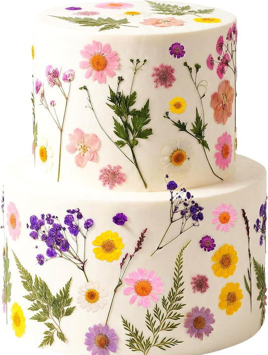 Flower Cake Toppers Decorations Pressed Flowers Baby Shower Cake Toppers for Birthday Bridal Shower Wedding Party Decor